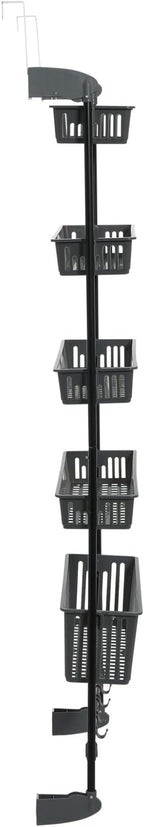 Household Essentials Household Essentials Over the Door Basket Storage Rack, Gray and Black