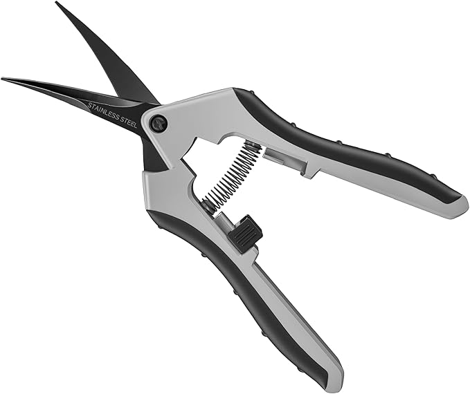 6.5" Ultra Sharp Pruning Shears - Professional Garden Scissors with Curved Stainless Steel Blades, Ergonomic Handle, Rust Resistant, Safety Lock, Trimming Scissors for Plants in Grow Tents,1-Pack