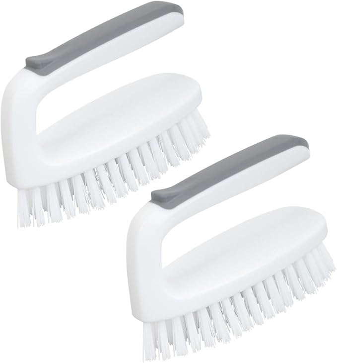 CELOX Carpet Cleaning Brush, Heavy Duty Scrub Brush with Handle, 2 Pack, White