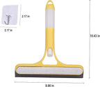 3 Pcs Squeegee for Shower Glass, 3 in 1 Window Scrubber, Spray, Sponge Wipe, Silicone Squeegee, for Car Window, Mirror, Tile Walls, with 6 Wall Hooks, Easy to Clean Kit, Yellow, Blue, White