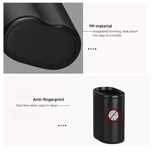 2.4GAL Gloss Black Bathroom Trash Can,Silm Garbage Can with Garbage Bag Inner Lining,Suitable for Bathroom,Bedroom,Hotel,Office,RV (Black Gold)