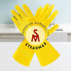 SteadMax 3/6 Pairs Cleaning Gloves, Reusable Natural Rubber Dish Gloves, Non-Slip Gloves for Kitchen and Household