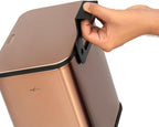 RED FACTOR Stainless Steel Hanging Trash Can with Lid and Inner Bucket – Slim 1.3 Gallon Odor-Free Compost Bin for Kitchen Cabinet, Countertop, Under Sink, or Bathroom (Copper)