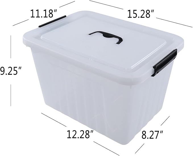 Farmoon 20 Quart Clear Latching Storage Bin with Handle, 4 Packs Plastic Storage Boxes