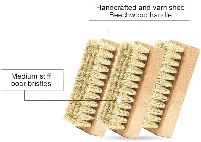 Sneaker Shoe Cleaner Brushes, Boar Bristles Wooden Cleaning Brush Cleans Dirt and Grime from Shoes and Laundry - 3 Pack