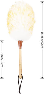 Lambswool Duster 16 inch with Bamboo Handle Soft Natural Wool Feather Dusters for Cleaning Office Home Car etc