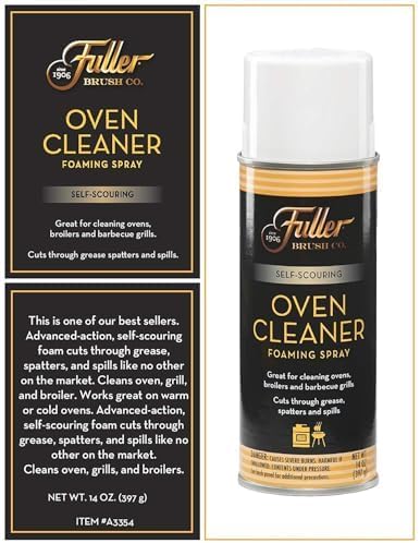 Fuller Brush Self-Scouring Oven Cleaner - Spray On Heavy Duty Cleaner for Ovens Broilers and Barbecue Grills Efficiently Cuts Through Grease Grime Spills and Splatters with Minimal Scrubbing