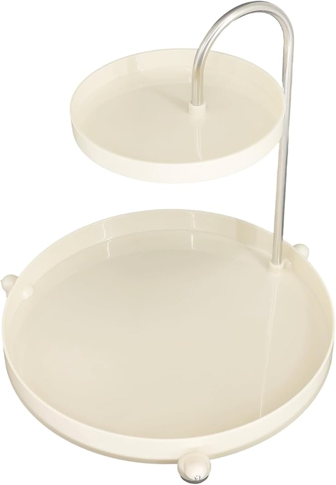 Bathroom Sink Vanity Trays, Double Layer Rotating Bird Design Shelf Tray, Multi-Purpose Countertop Organizer, White