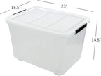 Bringer 70 Qt Latching Plastic Storage Containers with Lids, Clear Large Storage Box with Wheels