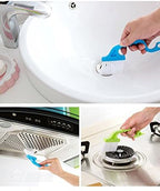 2pcs Hand-held Groove Gap Cleaning Tools Door Window Track Kitchen Cleaning Brushes (Sky Blue)