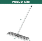 Goplus Lawn Leveling Rake, 46" x 10" Heavy Duty Level Lawn Tool w/ Ergonomic Handle for Soil, Effort-Saving Landscape Rake for Garden, Backyard, Golf Course, Farm, Pasture, Silver
