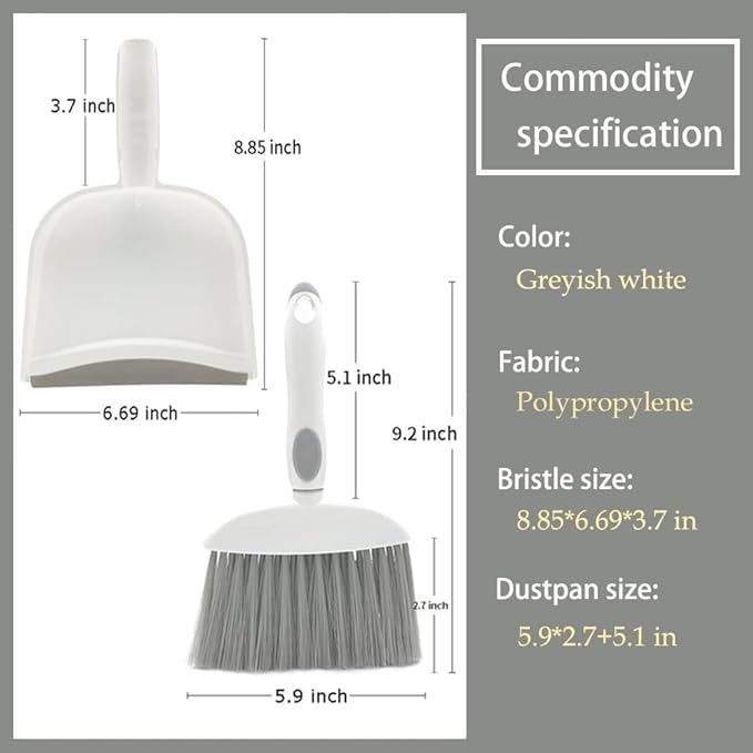 Dust pan, Mini Dustpan and Brush Set, Small Broom and Dustpan Set, Small Hand Broom and dust pan Set, Whisk Broom, Dust pan and Brush for Desk, Table, Home, Kitchen Necessities (Gray 3 pcs)