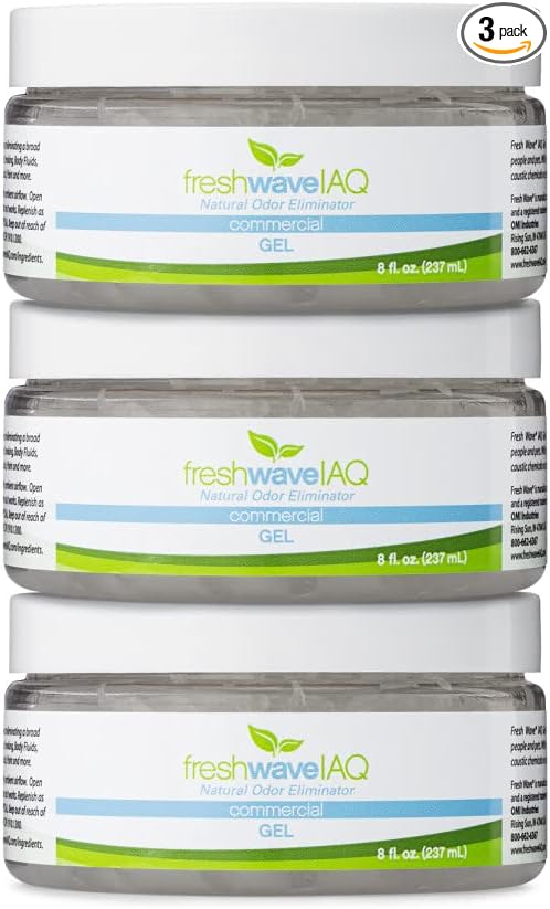Fresh Wave IAQ Commercial Odor Eliminating Gel, 8 Fl. Oz. | Pack of 3 | Odor Absorbers for Home | Safer Odor Relief | Natural Plant-Based Odor Eliminator | Replace Every 15-60 Days