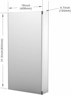 Sunrosa Medicine Cabinet with Mirror, 16" W x 31.5" H, 1 Door, Wall-Mounted & Recessed Bathroom Medicine Cabinet with Tempered Glass Mirror