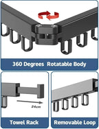 Clothes Drying Rack Wall Mounted Retractable, Aluminum Collapsible Laundry Organizer, Space-Saver Hanger Holds Quilts for Bedroom Bathroom Balcony (Grey)