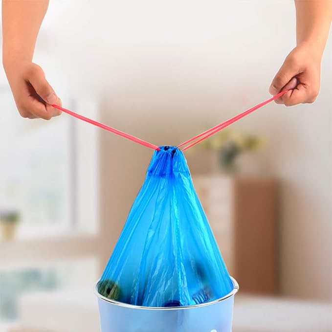 5 Gallon Drawstring Trash Bags, 220 Counts Blue Garbage Bags