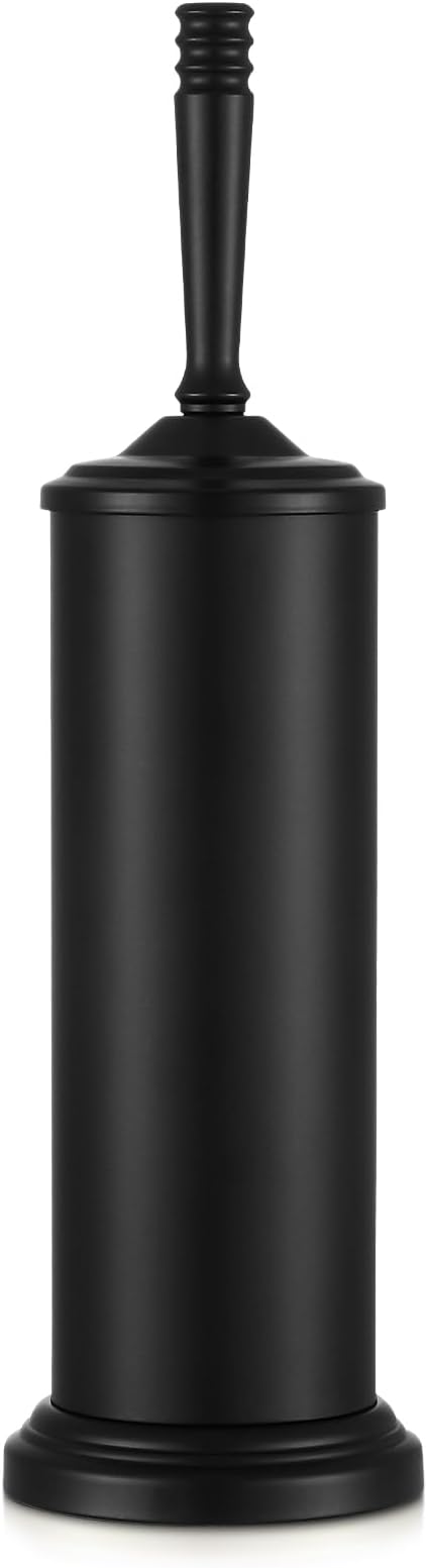 Black Toilet Brush and Holder Set, Stainless Steel Toilet Brush for Bathroom,Heavy Duty Black Toilet Bowl Brush and Holder,Deep Cleaning Modern Toilet Cleaner Brush -Space Saving, Covered Brush