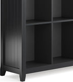 SIMPLIHOME Acadian Bookcase - 57 inch Tall 12-Cube Solid Wood Storage Display Unit in Black, Transitional Cube Organizer for Living Room, Study Room or Office with Fixed Shelves and Tapered Legs