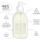 Compagnie de Provence Savon de Marseille Extra Pure Liquid Soap - Cotton Flower - 16.7 Fl Oz Glass Pump Bottle