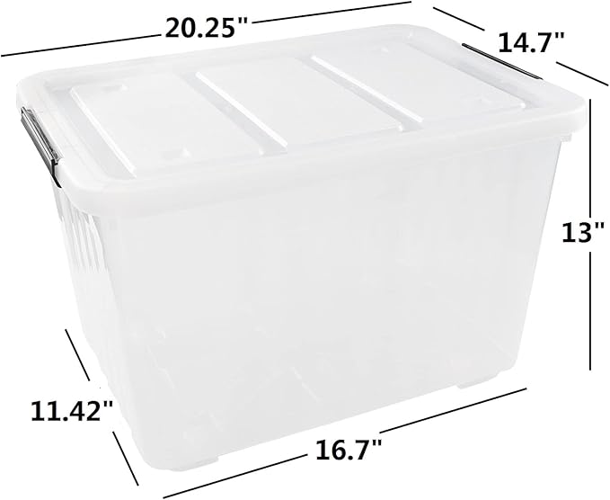 Cand 4 Packs 50 QT Storage Bins with Lids, Clear Large Plastic Storage Container Box