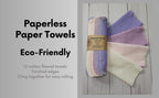 Paperless Towels, 12-12" X 10" Washable Paper Towels, Reusable Paper Towels, 100% Cotton (Lavenders)