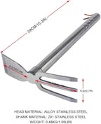 Stainless Steel Garden Hoe Rake Hand Tool, 15" Metal Hand Hoe & 3 Prong Cultivator Dual Headed Gardening Tool for Weeding, Digging, Seeding Multipurpose