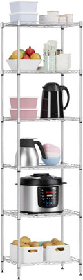 6 Tiers Wire Shelving 12" Dx17 Wx64 H Metal Frame Storage Shelves Easy Setup NSF Certified Storage Shelf Rack Shelf with Leveling Feet for Home Garage Kitchen Pantry, Chrome