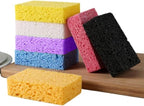 12 - Pack Non-Scratch Scrub Sponges - Sponges for Dishes and Washing Dishes, Cleaning Sponges for Kitchen Home Bathroom Cars, Funny Cut-Outs DIY for Kids (Purple