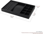 Oirlv 4 in 1 Black Premium Leather Multifunctional Jewelry Display Tray for Rings,Earrings and Bracelets Organizer and Storage