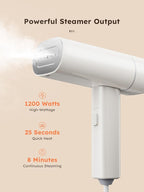 Clothes Steamer, Yabano Foldable 1200W Travel Garment Steamer Iron for Clothes with 140ml Tank for Home, Office and Travel, Handheld Fabric Steamer (White)