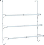 Auledio Adjustable Over The Door Triple Towel Rack with Hooks,Silver