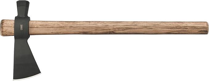 CRKT Chogan Hammer T-Hawk: Outdoor Camping Axe with Hammer Poll, Forged Carbon Steel Head, Tennessee Hickory Wooden Handle 2724
