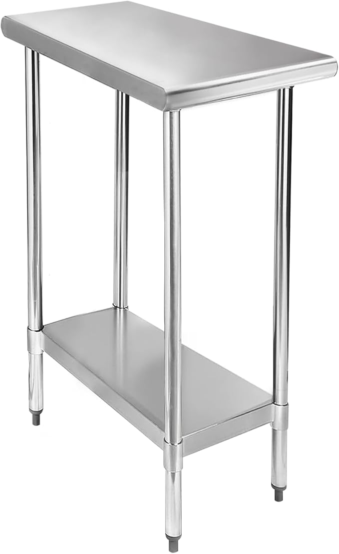 STABLEINK NSF Stainless Steel Table 30 x 12 Inches, Metal Prep & Work Table with Adjustable Undershelf, for Commercial Kitchen, Restaurant, Hotel and Garage，Small Tables