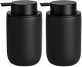 Hand Soap Dispenser for Bathroom Decro, Ceramic Liquid Pump Bottles Refillable Dish Dispenser for Kitchen Farmhouse Colleage Dorm, Matte Black 2 Pack