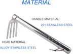 Stainless Steel Garden Cultivator Metal Hand Weather Resistant Hand Tool 15-Inch Lightweight 4 prongs Rake for Weeding Seeding Turning Soil