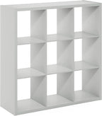 Furinno Cubicle Open Back Decorative Cube Storage Organizer, 9-Cube, Light Grey