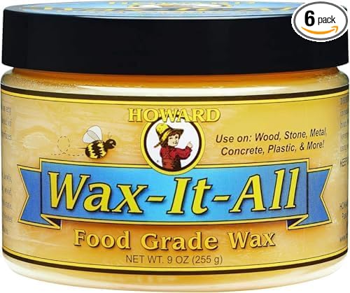 Howard Products Food-Grade Wax Paste | For Wood & Metal | Water-Resistant | With Beeswax & Carnauba | 9 Fl oz, Pack of 6
