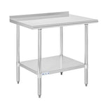 Hally Stainless Steel Table for Prep & Work 30 x 36 Inches, NSF Commercial Heavy Duty Table with Undershelf and Backsplash for Restaurant, Home and Hotel
