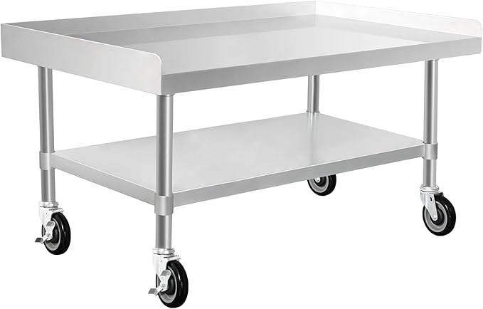 HARDURA Stainless Steel Equipment Stand Metal Prep Table with Casters 30"X 48" NSF 430 for Commercial Food Prep