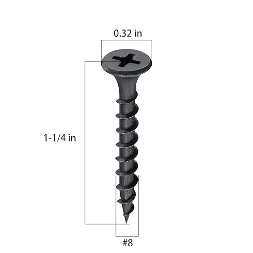 (15 pounds 3670 pcs)#8X1-1/4 Black Fastener Drywall Screws-Phillips with coarse Threaded tip, Black, Suitable for Drywall Slate, Wood, etc.