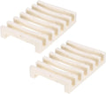 uxcell 2 Pcs Self Draining Silicone Soap Dish, Soap Tray with Drainage for Bathroom Shower Kitchen Sink, 4.2" x 3.1" x 0.8", Grain Pattern Beige