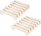 uxcell 2 Pcs Self Draining Silicone Soap Dish, Soap Tray with Drainage for Bathroom Shower Kitchen Sink, 4.2" x 3.1" x 0.8", Grain Pattern Beige