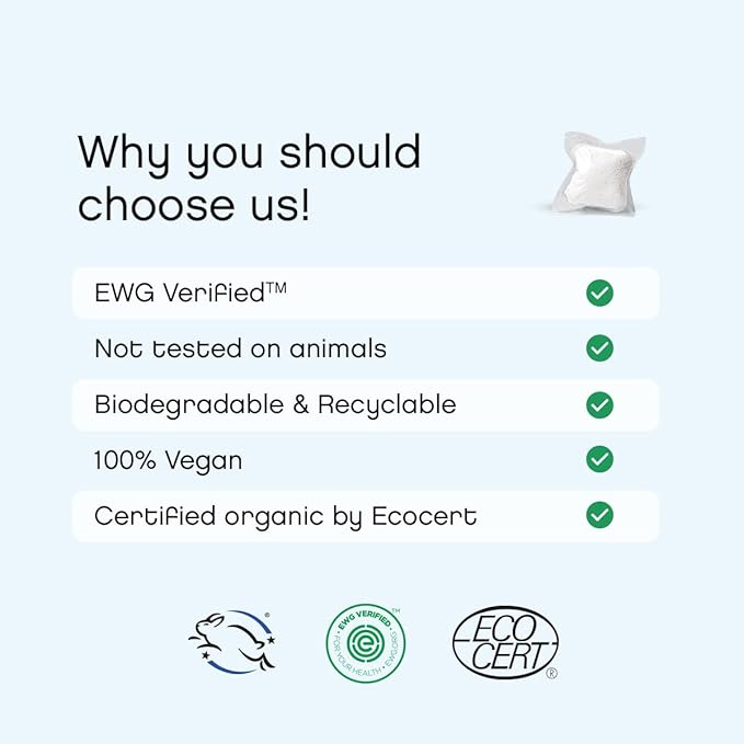 Unscented Laundry Pods by AspenClean, New and Improved Packaging, Zero Plastic, EWG Verified™, Vegan, Non-Bio, Hypoallergenic Natural Laundry Detergent - 36 Count