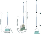 Mini Broom with Dustpan for Kids,Little Housekeeping Helper Set (White+Green)