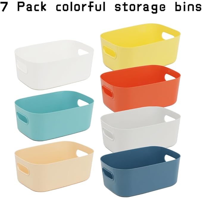 7PCS Drawer Organizer Bins, Small Plastic Storage Bins Storage Containers for Snack Makeup Kitchen Pantry Bathroom Cabinet Organization and Storage Bin Organizing Boxes