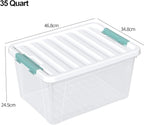 6-Pack Clear Plastic Storage Bins with Lids, 35 Quart Latch Storage Box
