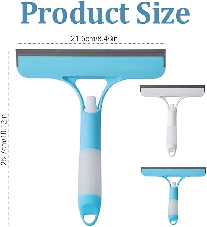 3 in 1 Window Cleaning Scraper, 3 in 1 Window Cleaner Squeegee, Scraper for Cleaning Windows, All-Purpose Window Squeegee with Sprayer for Glass, Wall, Kitchen, Car (Blue)