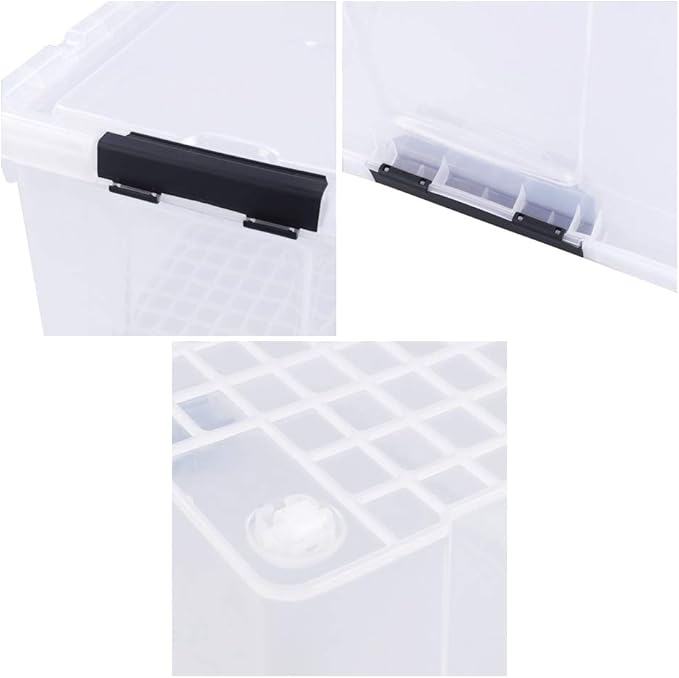 40 Quart Clear Plastic Storage Box with Lid and Wheels, Large Storage Bin, 4 Packs