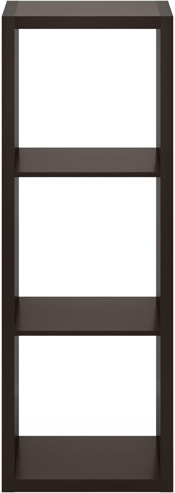 Furinno Cubicle Open Back Decorative Cube Storage Organizer, 3-Cube, Black Dark Oak