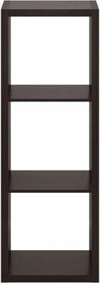Furinno Cubicle Open Back Decorative Cube Storage Organizer, 3-Cube, Black Dark Oak